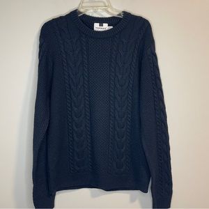 Topman Navy Wool Blend cable-knit sweater Large